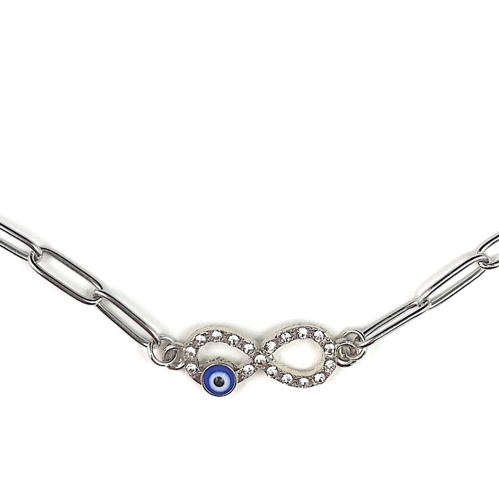 Lucky Eye Infinity Charm Paperclip Chain Necklace - NWT